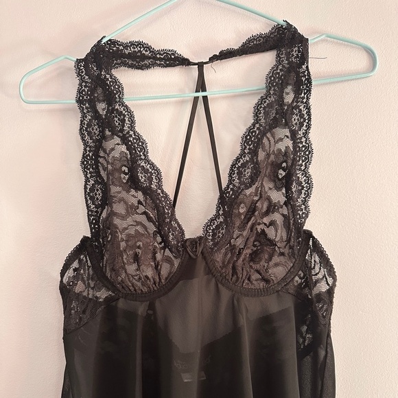 vintage y2k black bustier lingerie dress size small - Picture 2 of 3